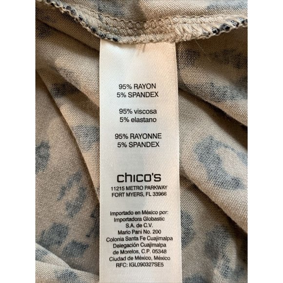 Chico's Womens Top 1 Medium/8 Beige Leopard Animal Print Long Sleeve V Neck - Picture 7 of 7